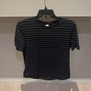 Lululemon Athletica Black Tee with White Stripes